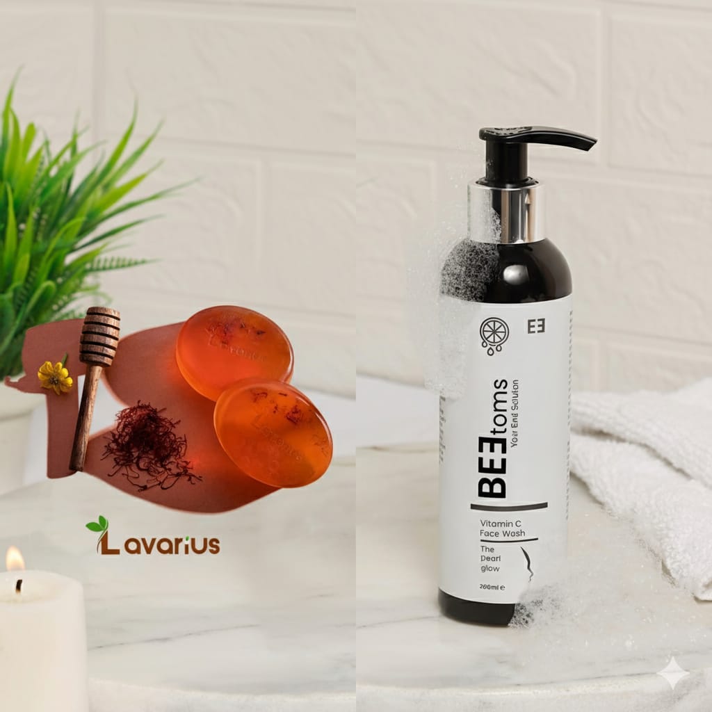 vitamin C facewash + honey and saffron soap