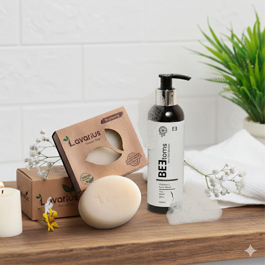 Vitamin C face wash + Brightening soap